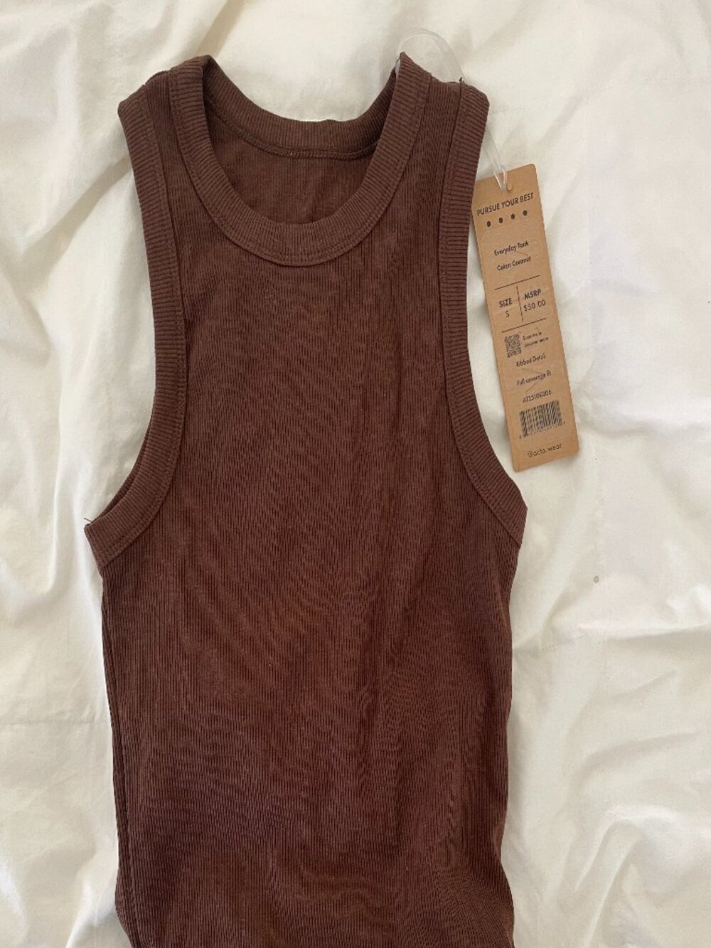 ACTA Everyday Tank in Coconut size small with ribbed detail